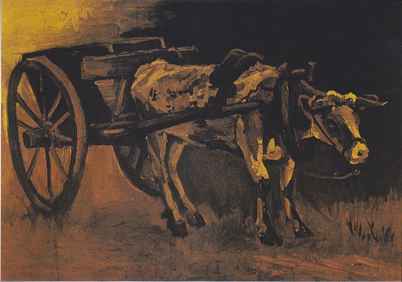 Vincent Van Gogh Cart with reddish-brown ox Sweden oil painting art